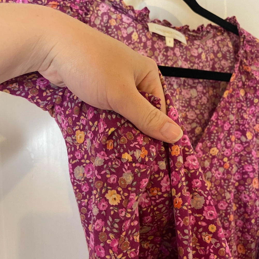 LoveShackFancy Rina Floral Printed Cotton Dress Cottagecore Girly Long Sleeve - Picture 13 of 16